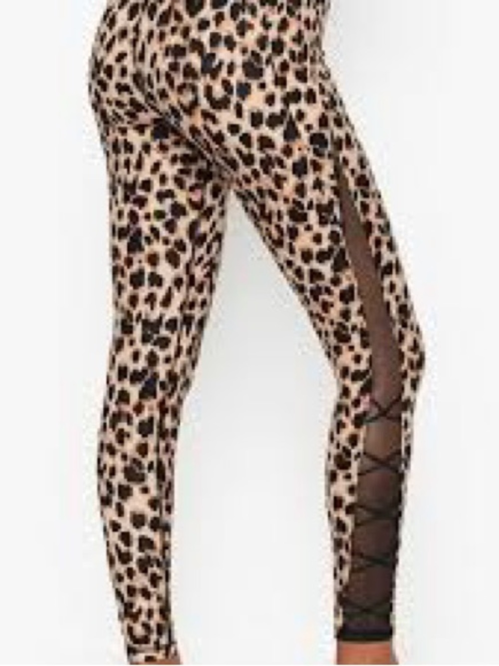 Victoria's Secret 14 Incredible Essential Leggings Leopard Print Lace Up Detail